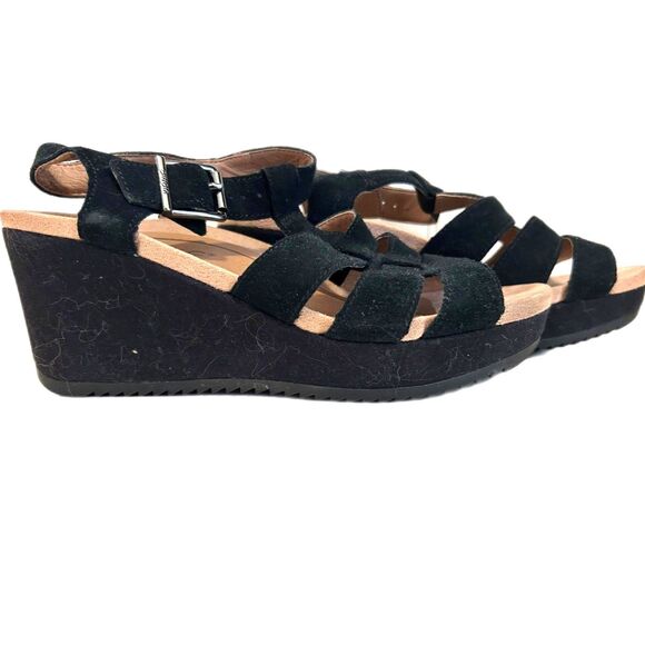 Vionic Black Suede Platform Wedge Sandal - Size 7 - Picture 2 of 8